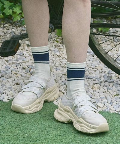 [Sizes available] Lace velcro platform sneakers/F i.n.t [53AA07d005]