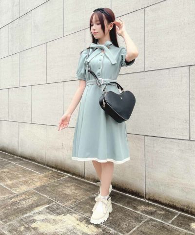 Piping bowtie dress/F i.n.t [53AE02h003]