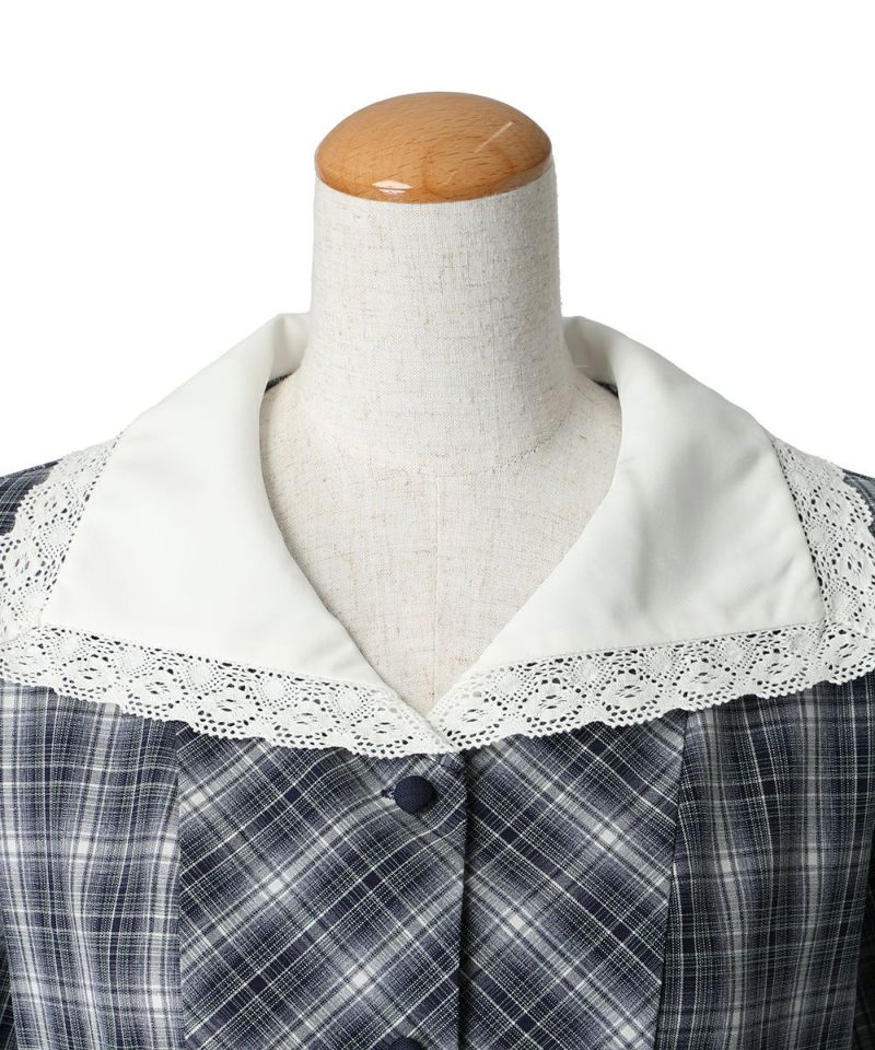 ビッグカラーオンブレチェックワンピース/F i.n.t [53AE02j001 ビッグカラーオンブレチェックワンピース/F i.n.t [53AE02j001
