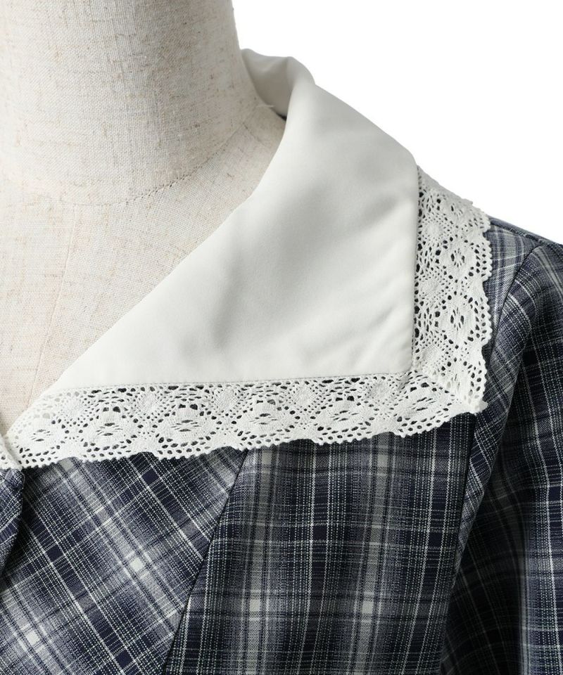 Collar embroidery (navy×white)