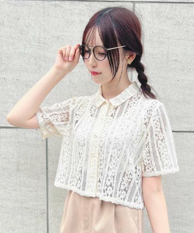 Striped lace shirt/F i.n.t [53AF01h006]