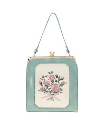 ブーケ刺繍スクエアがま口バッグ/an another angelus ブーケ刺繍スクエアがま口バッグ/an another angelus