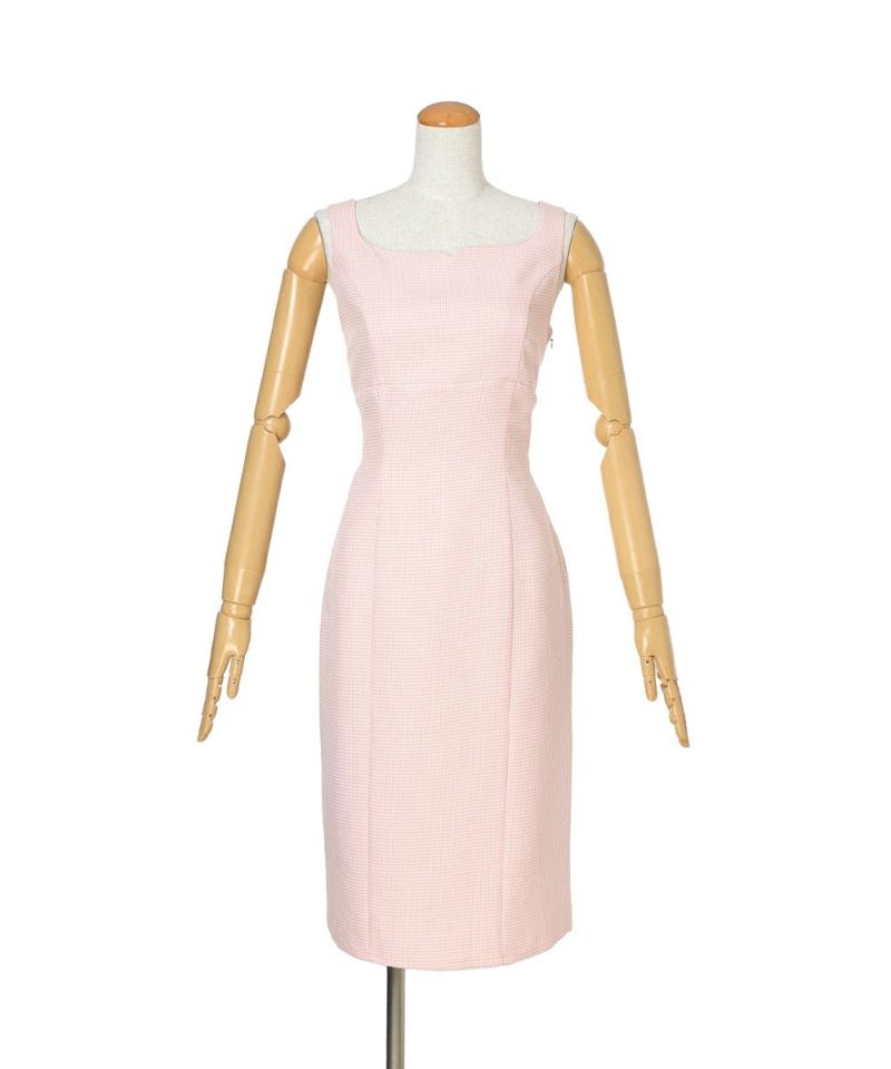 One piece dress (light pink×white)