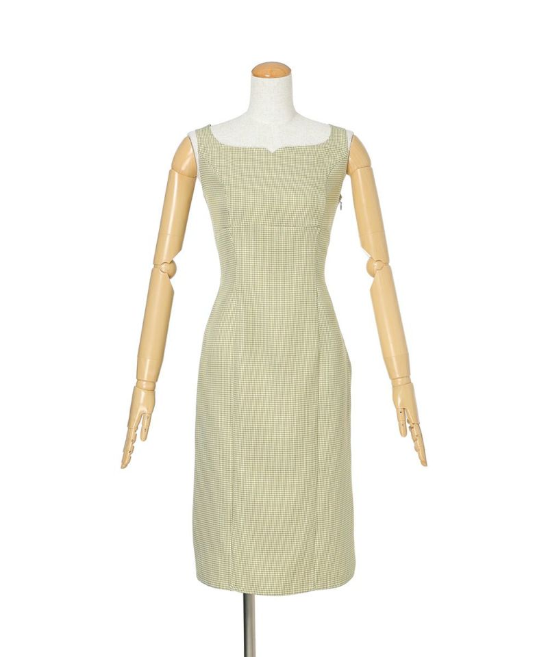 One piece dress (green×white)