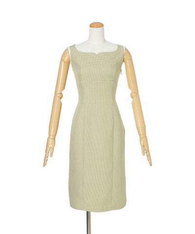 One piece dress (green×white)