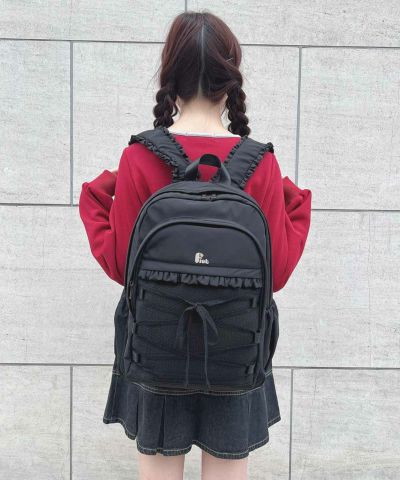 Lace-up mesh pocket backpack/F i.n.t [53AC02a001]
