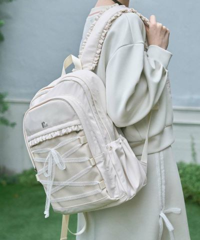 Lace-up mesh pocket backpack/F i.n.t [53AC02a001]