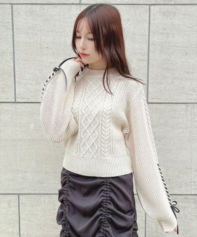 《店舗限定》リボンレースニットプルオーバー