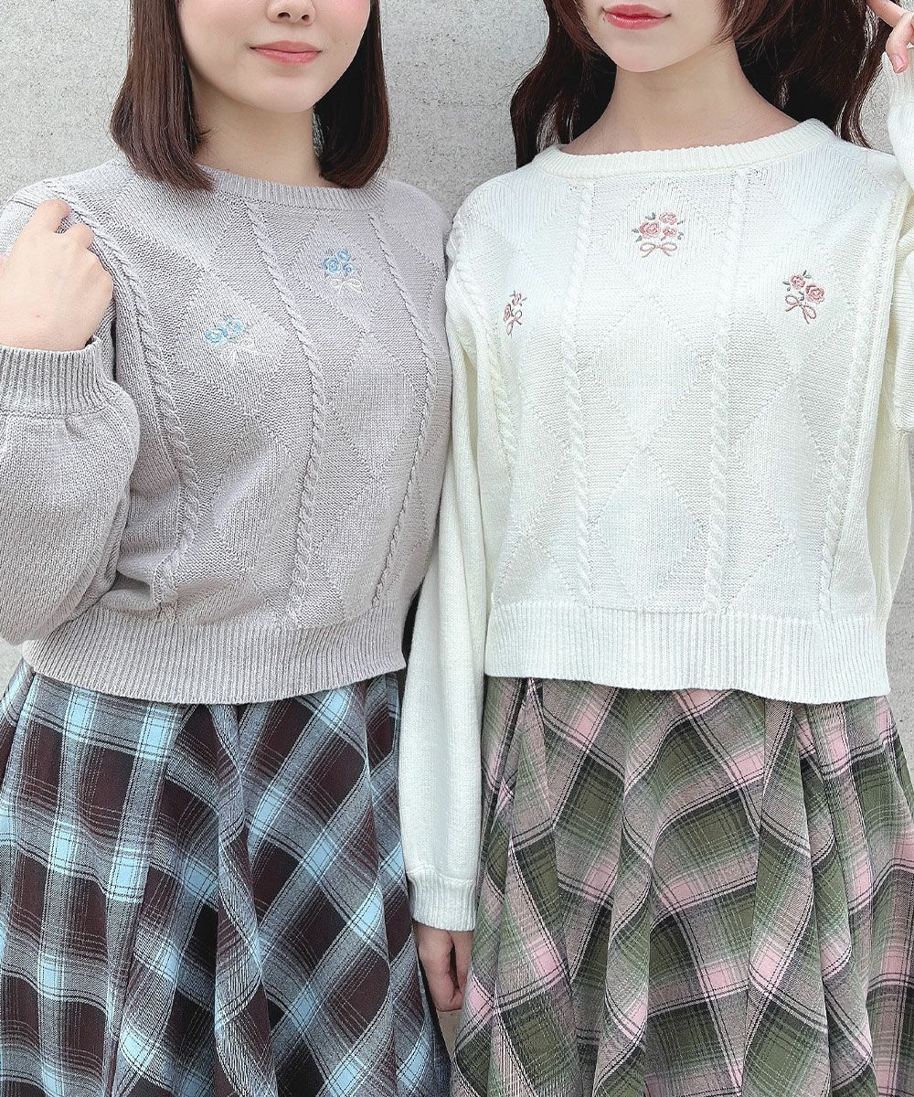 ローズミニブーケ刺繍ニットプルオーバー/F i.n.t [52AJ03j011] | F 