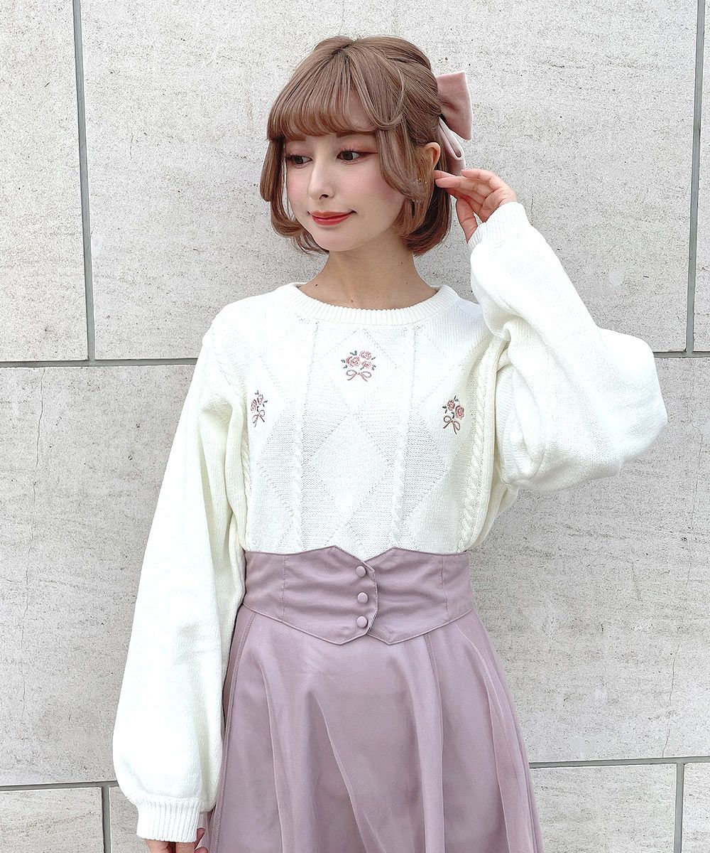 ローズミニブーケ刺繍ニットプルオーバー/F i.n.t [52AJ03j011] | F
