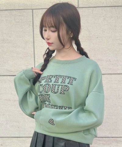 □Checked patchwork sweatshirt/F int [52AI03j011]