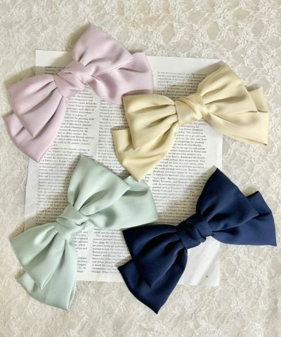 Satin big bow barrette clip/F i.n.t [53AB17a003]