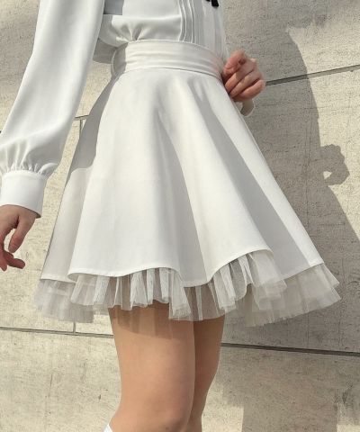Tulle hem circular mini skirt/F i.n.t [53AG02k003]