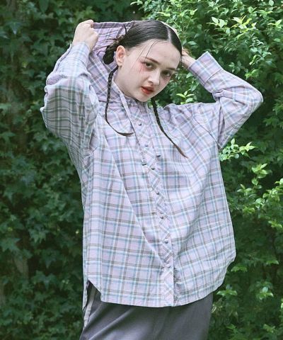 Hooded big check shirt/F i.n.t [53AF01j008]