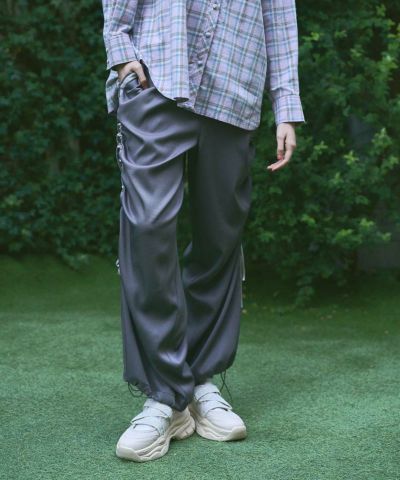 Drawstring ribbon track pants/F i.n.t [53AH03q003]