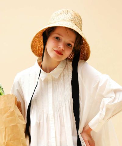 Raffia bucket hat with ribbon/COUPE LE COEUR [45PB01a001]