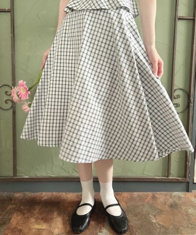Dobby check flare skirt/F i.n.t [53AG02p004]