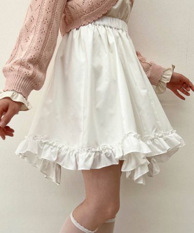 Random hem mini skirt with frills/F i.n.t [53AG03k007]