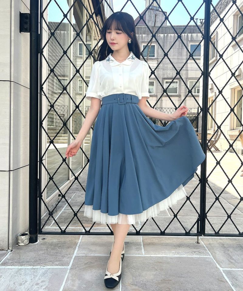 【洗える】アイリス 刺繍 開衿 ブラウス アイリス刺繍開衿ブラウス/an another angelus [53BF02h006] | F