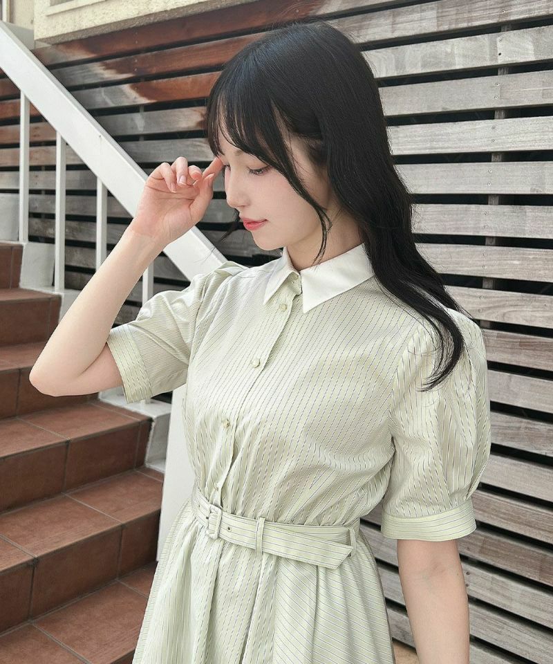 fint フリル使いストライプワンピース F i.n.t - フィント フリル使いストライプワンピースの通販 by