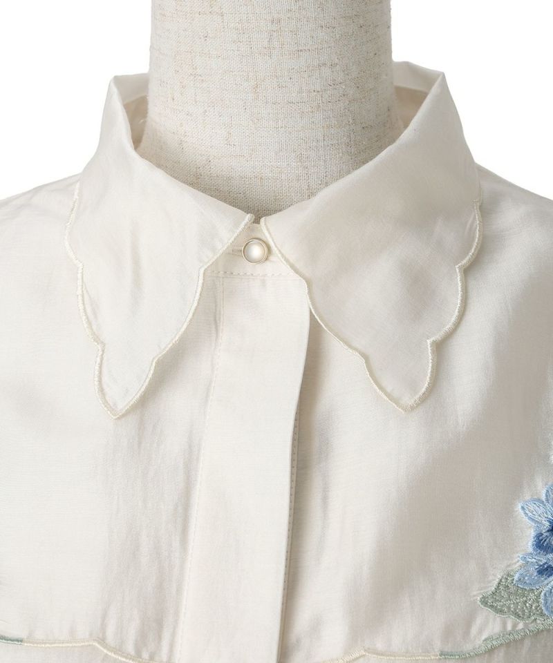 Collar up (ivory×blue)