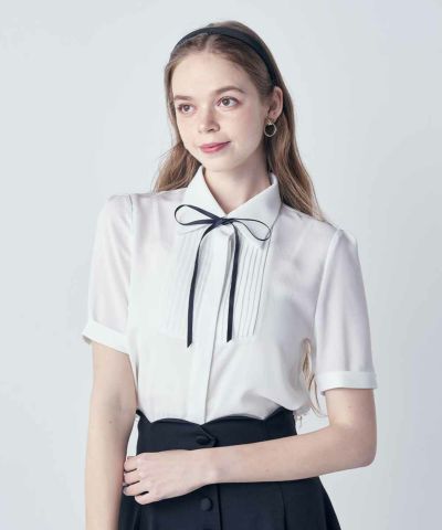 Pintuck yoke ribbon shirt/an another angelus [53BF01h008]