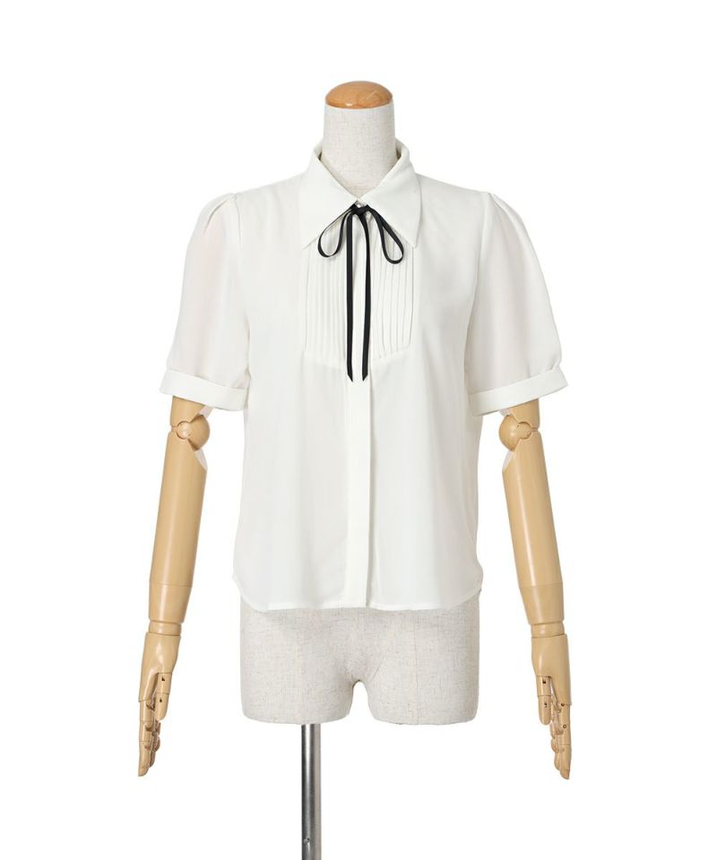 ピンタックヨークリボン付きシャツ an another angelus Fint ピンタックヨークリボン付きシャツ/an another angelus