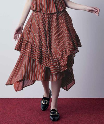 Striped random hem skirt/an another angelus [53BG03p008]