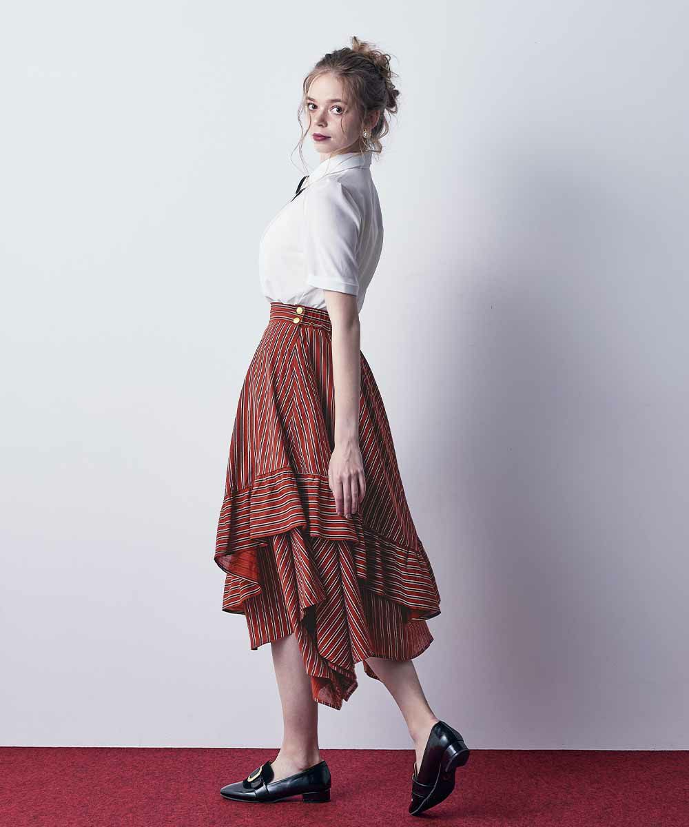 □ストライプランダムヘムスカート/an another angelus [53BG03p008