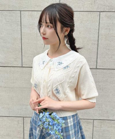 Little Rose Embroidered Summer Knit Cardigan/F i.n.t [53AJ04g003]