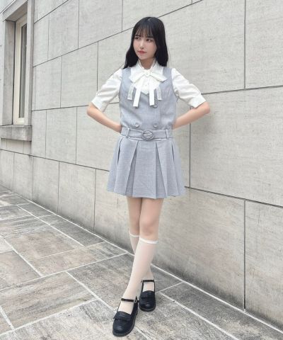 【2buy10%OFF】ベルト付きローウエストジャンパースカート/F i.n.t [53AE04f010]