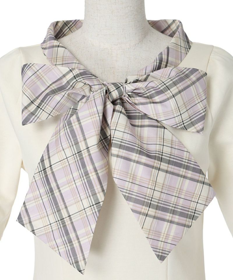 Ribbon tie-up (lavender×white)