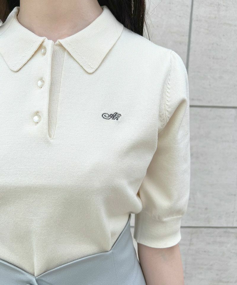 ANロゴ刺繍ニットポロ/an another angelus [53BJ07h003] | F