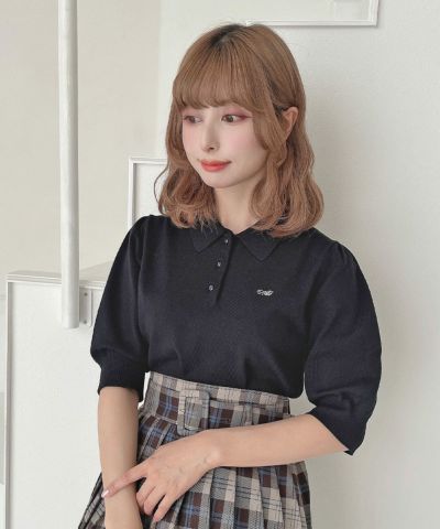 AN logo embroidered knit polo/an another angelus [53BJ07h003]