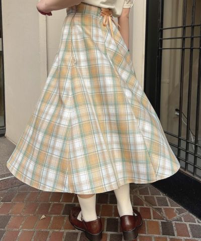Corset check flare skirt/F i.n.t [53AG02p008]
