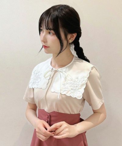 Floral embroidery cutwork collar/F i.n.t [54AB18a010]