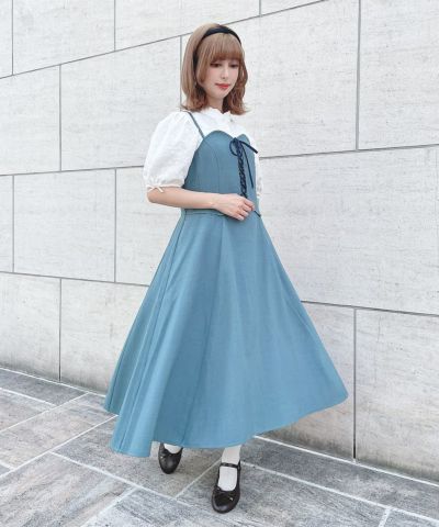 【2buy10%OFF】フロントレースアップコルセットキャミワンピース/F&A [54CE02f001]