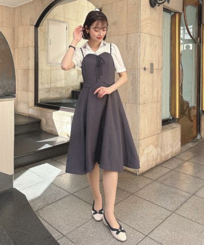 フロントレースアップコルセットキャミワンピース/F&A [54CE02f001]