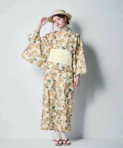 [Pre-order] Sunflower pattern yukata set / F i.n.t [54AE03j011] [Expected to arrive in mid-June]