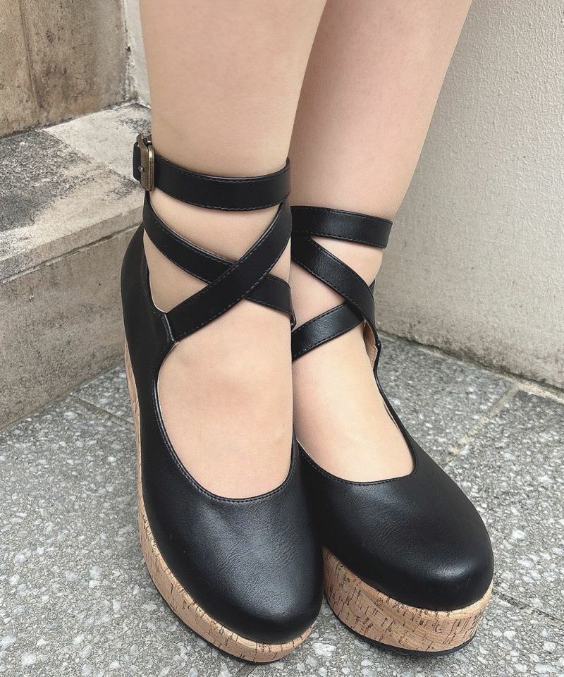 ★新品★フィント クロスストラップ厚底パンプス クロスストラップ厚底パンプス/an another angelus [00BA01d001