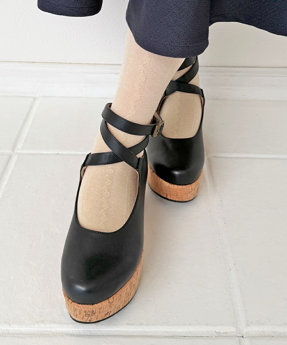 再入荷】クロスストラップ厚底パンプス/an another angelus