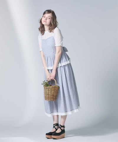Gingham check tiered camisole dress/F i.n.t [54AE02f012]