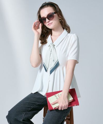 Peplum shirt with scarf / an another angelus [54BF01h012]