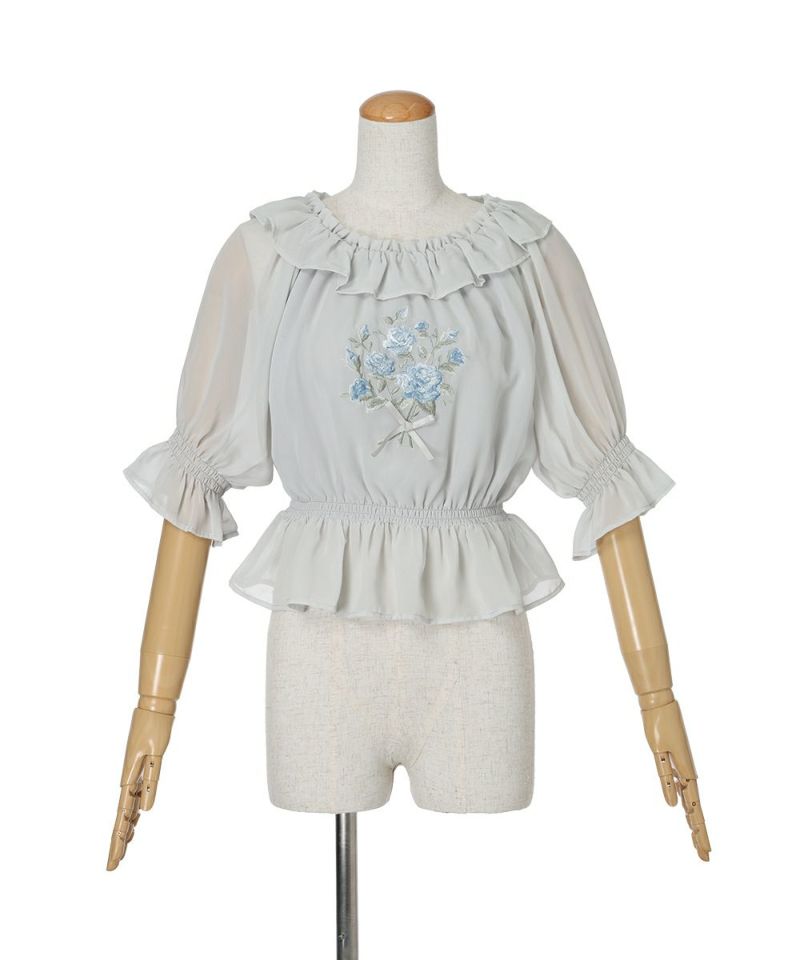 ブーケ刺繍オフショルブラウス/an another angelus [54BF02h011