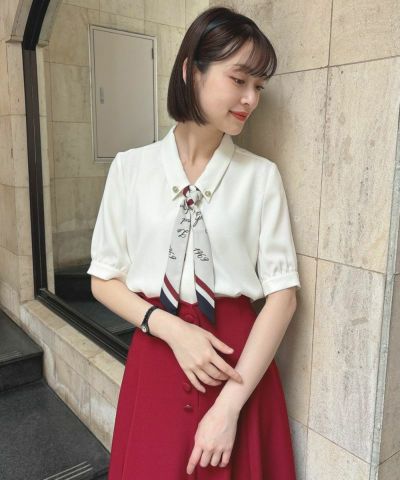 [Pre-order] 5/8 sleeve shirt with logo line scarf/an another angelus [54BF01h010][Expected to arrive in late May]