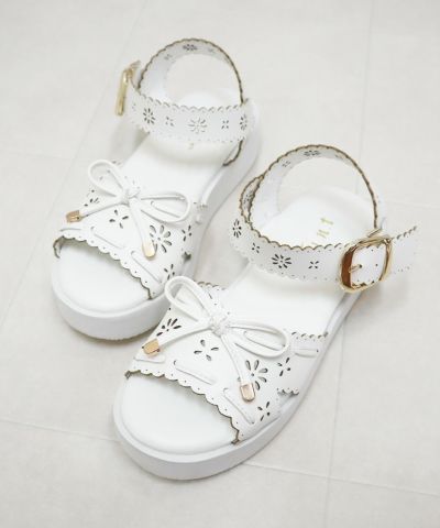Lace-like cutwork platform sandals/F i.n.t [54AA02c006]