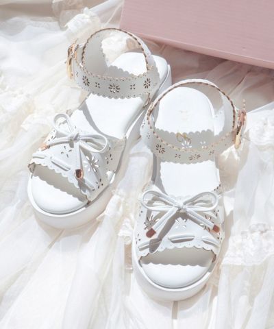 Lace-like cutwork platform sandals/F i.n.t [54AA02c006]