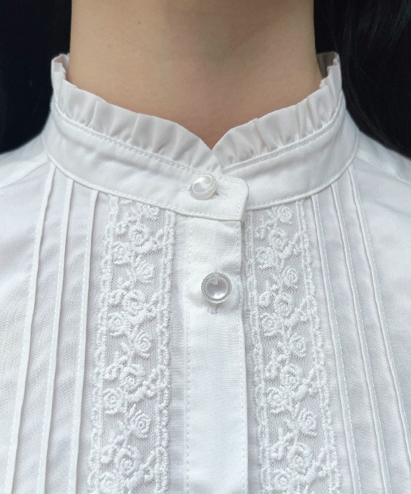 【洗える】レースピンタック使い半袖ブラウス セール】レースピンタック使い半袖ブラウス/ fint フィント 夏服