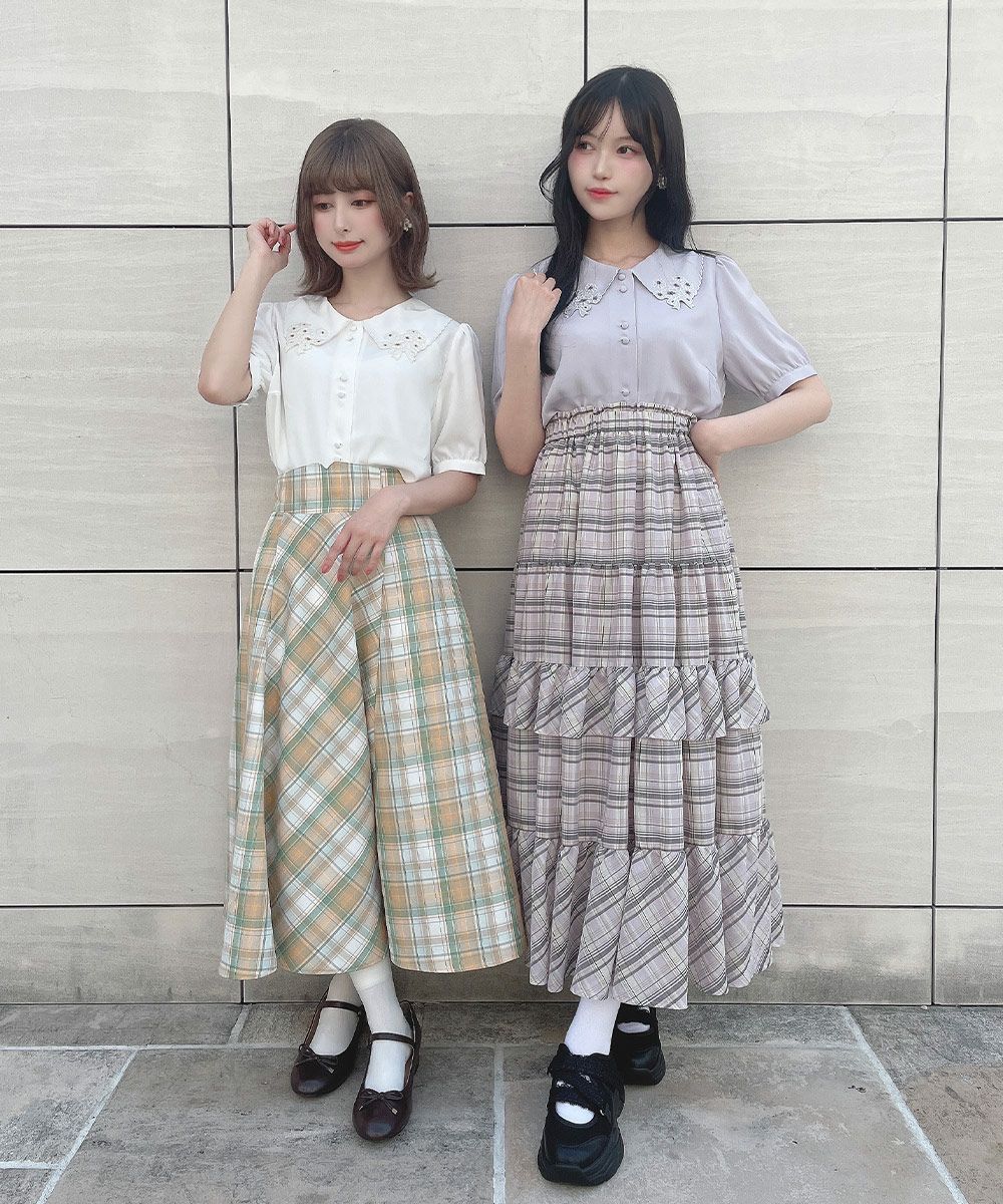 左：off white / 152cm, 右：lavender gray / 157cm