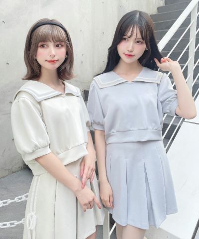 Lace line sailor cut top/F i.n.t [54AI02h014]